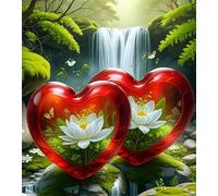 Jigsaw Puzzles for Adults 90 Pieces,Waterfall Heart Lotus jigsaw puzzle 25x20 cm Challenging DIY Puzzle for Home Decoration,Family puzzles Perfect for Game