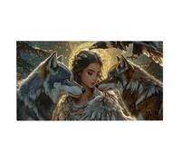 Jigsaw Puzzles for Adults 900 Piece, Puzzle Educational Games, Challenging Puzzle Game for The Whole for Women, Gifts for Men, DIY Craft Puzzles for Home Decoration Gifts, Theme: Koi Girl Wolf h-561