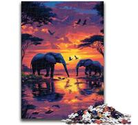 Jigsaw Puzzles for Adults African Elephants Adult Jigsaw,Family Game Stress Reliever Difficult Challenge Suitable for Couples (26x38cm)
