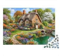 Jigsaw Puzzles for Adults And Family 1000 Pieces Idyllic Thatched Cottage, Educational Games Home Decoration Scenery Great Gift 70x50cm/1000pcs