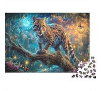 Jigsaw Puzzles for Adults And Family 1000 Pieces Ocelot on Forest Tree Branch, Educational Games Home Decoration Wildlife Great Gift 52x38cm/1000pcs