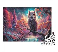 Jigsaw Puzzles for Adults And Family 1000 Pieces Owl Perched on Autumn Moonlit Branch, Educational Games Home Decoration Wildlife Great Gift 70x50cm/1000pcs