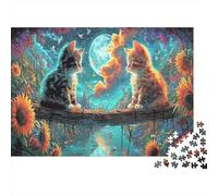Jigsaw Puzzles for Adults And Family 1000 Pieces Two Kittens Facing Each Other on Bridge, Educational Games Home Decoration Pet Great Gift 38x26cm/1000pcs