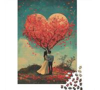 Jigsaw Puzzles for Adults Art Happy Lovers Puzzles for Adults 500 Pieces Creative Wooden Puzzles Intellectual Toy Family Games 500pcs (52x38cm)