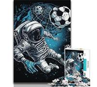 Jigsaw Puzzles for Adults Astronaut Playing Football Teenager Jigsaw,Stress Reliever Staycation Kill Time Parent-child Interaction (size 75x50cm)