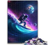 Jigsaw Puzzles for Adults Astronaut Surfing Puzzles for Adults,learning Educational for Is Ideal As A Gift for The Whole Family (38x26cm)