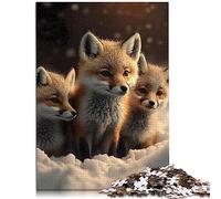 Jigsaw Puzzles for Adults Baby Fox in snow 1000 Piece Jigsaw Puzzle Game Cardboard puzzles Educational PuzzleFamilyGame 10.27" x 20.47"/26 * 38cm.