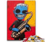 Jigsaw Puzzles for Adults Basquiat-style Guitarist Adult Jigsaw,Family Game Stress Reliever Difficult Challenge Suitable for Couples (26x38cm)