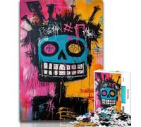 Jigsaw Puzzles for Adults Basquiat-style Skull 1000 Pieces for Adults,Stress Reliever Staycation Kill Time Home Decoration Toys (size 38x26cm)