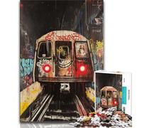 Jigsaw Puzzles for Adults Basquiat-style Train Adult Jigsaw,Family Game Stress Reliever Difficult Challenge Suitable for Couples 26x38cm