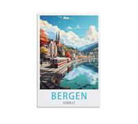 Jigsaw Puzzles for Adults，Bergen Norway Posters Puzzles Micro Pieces Challenging Difficult Puzzles Christmas Birthday Gift Game Toys 70x100CM