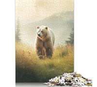 Jigsaw Puzzles for Adults Big Bear in Meadow 500 Piece Jigsaw Puzzle Wooden Jigsaw Puzzle Suitable for Adults for Home Decoration 500pcs (52x38cm)