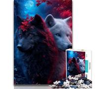Jigsaw Puzzles for Adults Black And White Wolf Teenager Jigsaw,Stress Reliever Staycation Kill Time Parent-child Interaction (size 38x26cm)