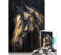 Jigsaw Puzzles for Adults Black Horse Portrait 1000 Piece Jigsaw,Challenging Family Activity Games DIY Toy for Home Wall Decor Gifts 26x38cm