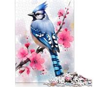 Jigsaw Puzzles for Adults Blue Jay Cherry Blossom 500 Pieces Jigsaw Puzzles Wooden Creative Jigsaw Puzzle for Adults Family Educational Game for Adult & Teenagers 500pcs (52x38cm)