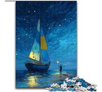 Jigsaw Puzzles for Adults Boat Sailing Under The Starry Sky, Educational Toys for Is Ideal As A Gift for The Whole Family for And 14 Years Old (Size 50x75cm)