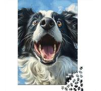 Jigsaw Puzzles for Adults Border Collie Puzzles for Adults 500 Pieces Creative Wooden Puzzles Intellectual Toy Family Games 500pcs (52x38cm)