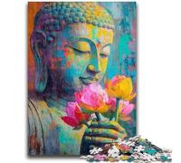 Jigsaw Puzzles for Adults Buddha Holding Flowers Adult Jigsaw,Educational Games Home Decoration Suitable for Desktop Decoration (26x38cm)