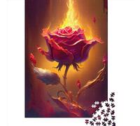 Jigsaw Puzzles For Adults Burning Love Wooden Puzzle 500 Piece Creative Rectangular Jigsaw Brain Teasers Game 500pcs (52x38cm)