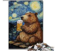Jigsaw Puzzles for Adults Capibara Drinking in The Night Sky, Decompressing Intellectual Educational Toy Birthday Present, Gifts, Wall Art 26x38cm
