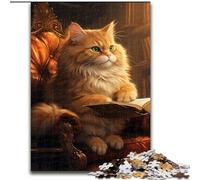 Jigsaw Puzzles for Adults Cat Reading Book Jigsaw Puzzles for Adults size : 26x38cm for Travel Lovers & Couples, Challenging Toy