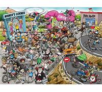 Jigsaw Puzzles For Adults - Chaos At The Cycling Tournament - 1000 Piece Jigsaw Puzzles For Adults, Teens, Kids | Made In The UK | Recycled Puzzleboard | Funny Cartoon Puzzles