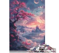 Jigsaw Puzzles for Adults Cherry Blossoms on The Cliff 500 Piece Puzzle Wooden Puzzle for Adults And Age 18 Years Up Challenging Game Puzzles 500pcs (52x38cm)