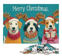 Jigsaw Puzzles for Adults Christmas Pups in Cozy Sweaters 300 Pieces Jigsaw Puzzles Wooden Puzzles Puzzles for 18 Year Olds Up Great Gift for Adults 300pcs (40x28cm)