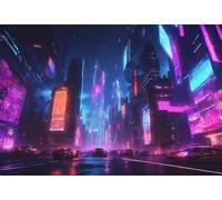 Jigsaw Puzzles for Adults - Cityscape Cyberpunk - Difficult Jigsaw Puzzle Featuring Stunning and Colorful Artwork -Thick, Sturdy Pieces, Challenging Family Activity_1000pcs