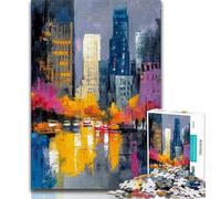 Jigsaw Puzzles for Adults Cityscape Oil Painting 1000 Piece Jigsaw,Challenging Family Activity Games DIY Toy for Home Wall Decor Gifts 26x38cm