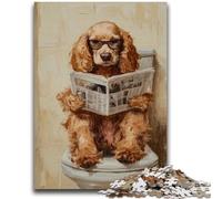 Jigsaw Puzzles for Adults Cocker Spaniel Sitting Toilet 1000 Piece Puzzle,Toys Educational Games Stress Relieving Unique Birthday And Gifts (26x38cm)