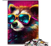 Jigsaw Puzzles for Adults Colorful Art Raccoon Jigsaw Puzzles for Adults size : 50x75cm for Travel Lovers & Couples, Challenging Toy