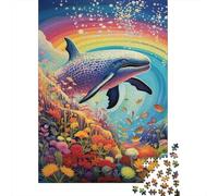 Jigsaw Puzzles for Adults Colorful Whale 500 Piece Jigsaw Puzzle Wooden Jigsaw Puzzle Suitable for Adults for Home Decoration 500pcs (52x38cm)