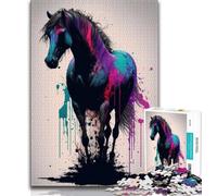 Jigsaw Puzzles for Adults Colourful Horses Teenager Jigsaw,Stress Reliever Staycation Kill Time Parent-child Interaction (size 38x26cm)