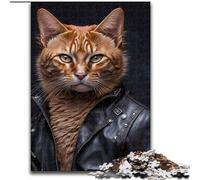 Jigsaw Puzzles for Adults Cool Tabby Cat Puzzles for Adults size 38x26cm Ideal for Lover, Perfect Christmas, New Year, Valentine's Gift