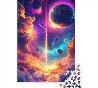 Jigsaw Puzzles for Adults Cosmic Beam Neon Space Planets Clouds Nature 1000 Piece Jigsaw Puzzle Wooden Jigsaw Puzzle Suitable for Adults for Home Decoration 1000pcs (75x50cm)