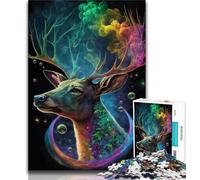 Jigsaw Puzzles for Adults Cosmic Trippy Deer 1000 Piece Puzzle,Learning Educational Toys Family Games Gifts for Friends And Family (size 75x50cm)