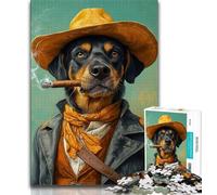Jigsaw Puzzles for Adults Cowboy Dog Puzzles for Teenagers,learning Educational Is Ideal As A Gift for The Whole Family 75x50cm