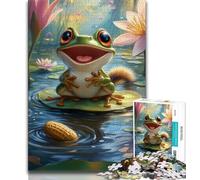 Jigsaw Puzzles for Adults Cute Frog Teenager Jigsaw,Stress Reliever Staycation Kill Time Parent-child Interaction (size 38x26cm)