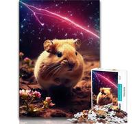 Jigsaw Puzzles for Adults Cute Hamster in Galaxy 1000 Piece Puzzle,Learning Educational Toys Family Games Gifts for Friends And Family (size 38x26cm)