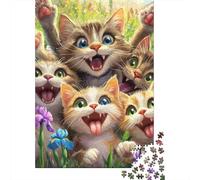 Jigsaw Puzzles for Adults Cute Kitten Puzzles for Adults 500 Pieces Creative Wooden Puzzles Intellectual Toy Family Games 500pcs (52x38cm)
