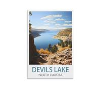 Jigsaw Puzzles for Adults，Devils Lake North Dakota Posters，Puzzles Micro Pieces Challenging Difficult Puzzles Christmas Birthday Gift Game Toys 52x38cm