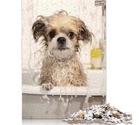 Jigsaw Puzzles for Adults Doggie in The Bath Pet 500 Pieces Jigsaw Puzzles Wooden Puzzles Puzzles for 18 Year Olds Up Great Gift for Adults 500pcs (52x38cm)