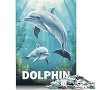 Jigsaw Puzzles for Adults Dolphin Family Underwater 500 Piece Jigsaw Puzzle Wooden Jigsaw Puzzle Suitable for Adults for Home Decoration 500pcs (52x38cm)