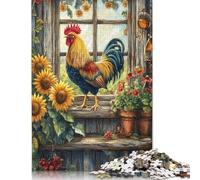 Jigsaw Puzzles For Adults Easter Art Rooster Paper Puzzle 1000 Piece Creative Rectangular Jigsaw Brain Teasers Game 1000pcs (38x26cm)