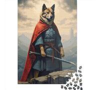 Jigsaw Puzzles For Adults English Bulldog Samurai Paper Puzzle 1000 Piece Creative Rectangular Jigsaw Brain Teasers Game 1000pcs (38x26cm)