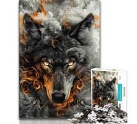 Jigsaw Puzzles for Adults Fantasy Wolf Portrait,Help The Brain Exercise Addictive Toys to Cultivate Patience Gift For Birthdays 38x26cm