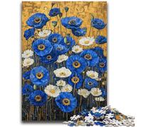 Jigsaw Puzzles for Adults Field of Blue Poppies for Age 14+ Challenging To Complete But Fun And Humorous Great Gifts And Toys 50x75cm