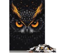 Jigsaw Puzzles for Adults Fierce Owl Vector Portrait with Fiery Orange Eyes 1000 Piece Jigsaw Puzzle Wooden Jigsaw Puzzle Suitable for Adults for Home Decoration 1000pcs (75x50cm)