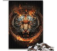 Jigsaw Puzzles for Adults Fire Tiger Head, Educational Toys for Is Ideal As A Gift for The Whole Family for And 14 Years Old (Size 26x38cm)